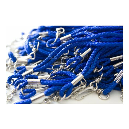 100 PCS NEW ROPE ROUND ID NECK LANYARDS WITH SWIVEL J HOOK - ROYAL BLUE COLOR image {2}