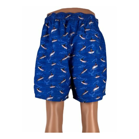 Guy Harvey Mens XL Swim Shorts Blue SwordFish Pockets Mesh Lined All Over EUC image {4}