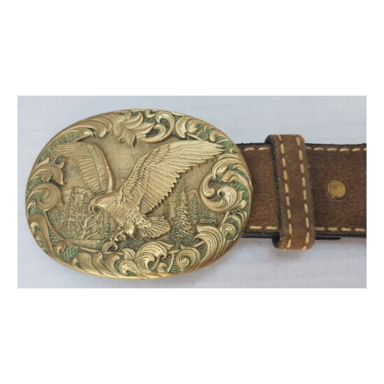 Torel Split Cowhide Leather Belt 36 ADL Award Design Medal Brass Eagle Buckle  image {3}