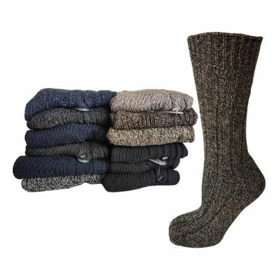 *NEW* 3-12 Pairs MENS Chunky Wool Blend Hiking Heavy Duty Boot Socks UK (6-11) image {2}