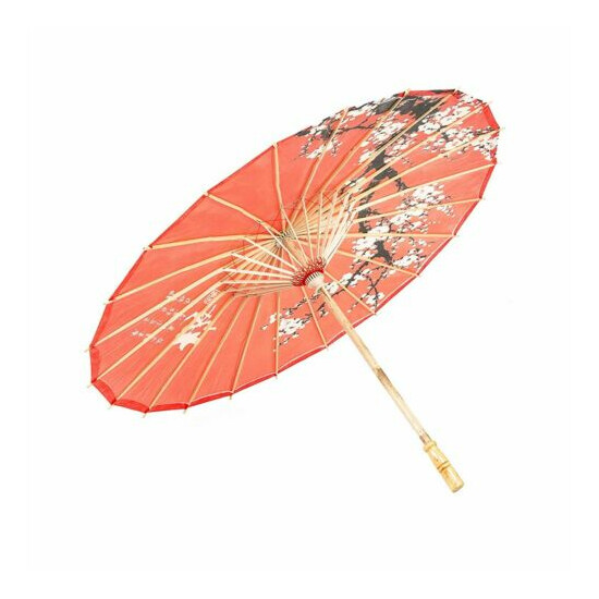 ASIAN HOME Rainproof Handmade Chinese Oiled Paper Umbrella Parasol 33" Plum... image {4}