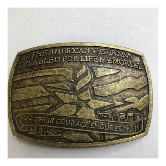 American Veterans Disabled For Life Memorial Sponsor 3" Brass Belt Buckle 0369 image {1}