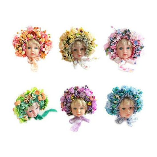 Flowers Florals Hat Newborn Baby Photography Props Handmade Colorful Bonnet Hat image {2}