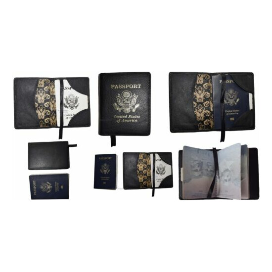 Lot of 6 New Leather passport cover, Black Unbranded international passport case image {1}