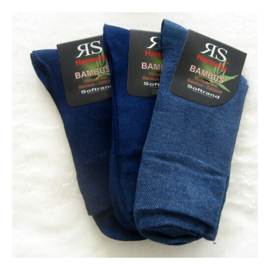 Men Socks without Rubber With Soft Rim Bamboo - Melange 3 Blue Tones 39 To 46 image {1}