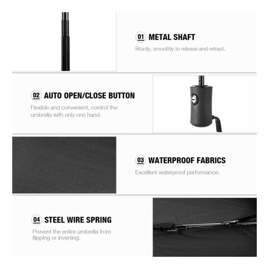 Automatic Black Umbrella Anti-UV Sun/Rain Windproof 3 Folding Compact Umbrella image {4}