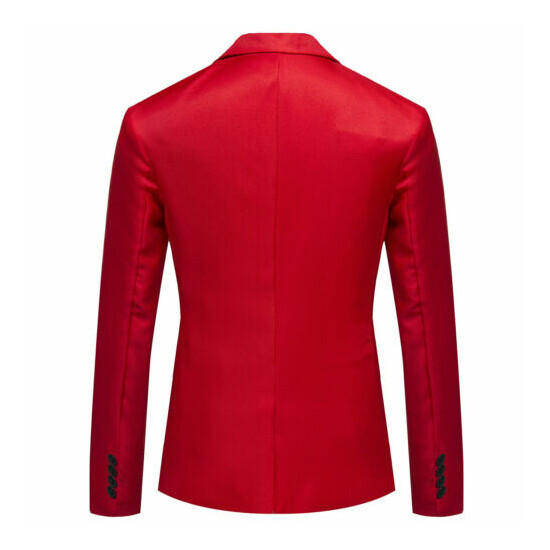 Men Slim Fit Suit Jacket Office Notch Lapel One-Button Flap Pockets Blazer Top image {5}