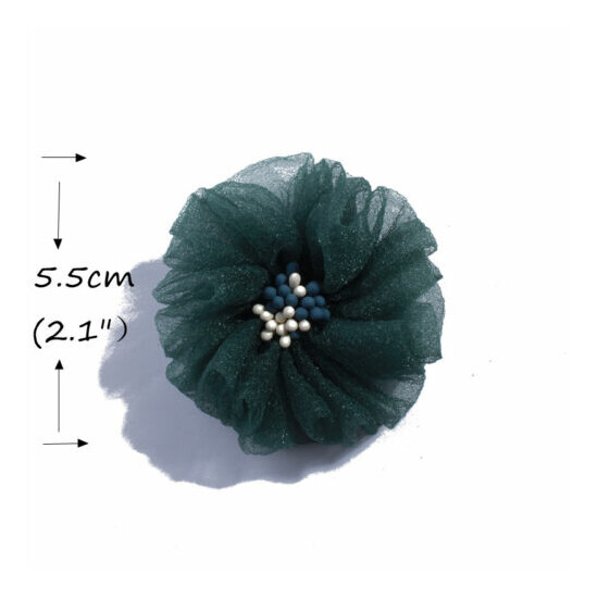 50PCS 5.5CM Fashion Tulle Silk Hair Fabric Flower With Match Stick Center  image {2}