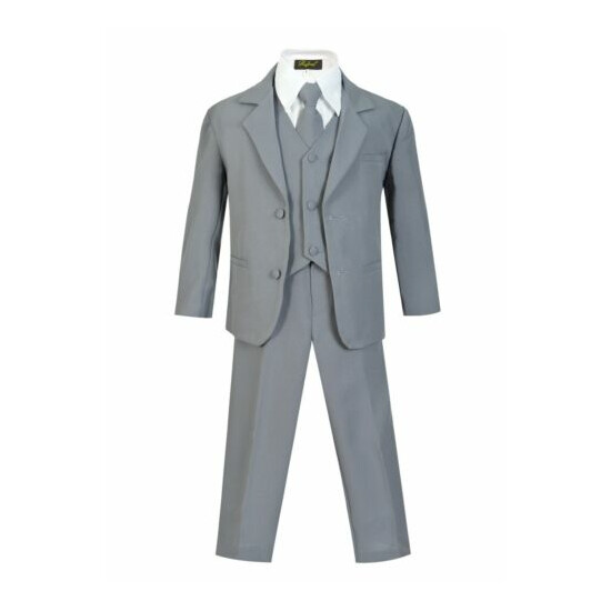 Slim Baby kids Boys Bridal Formal suit 5 pcs set coat,vest,pant,shirt,clip tie  image {2}