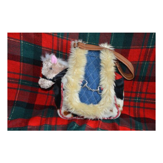 Girls western style plush Sassy Pets Saks purse by Douglas, includes a pony image {1}