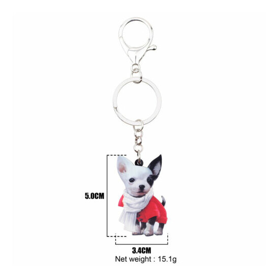 Acrylic Cute Chihuahua Dog Keychains Car Purse Key Ring Pets Jewelry Charm Gifts image {5}
