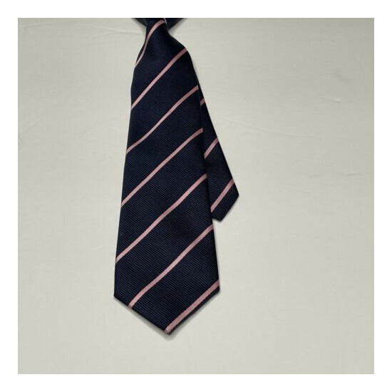 Childrens Place Striped Neck Tie Pre Tied Navy Pink Adjustable Boys Size 24M 4T image {2}