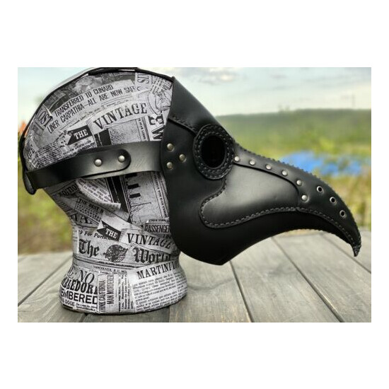 Plague Doctor Real Leather Mask - Halloween Party Mask - Plague Doctor Bird Mask image {2}