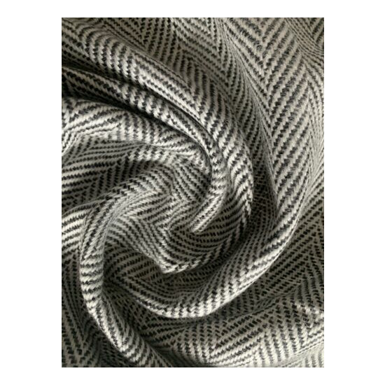 Handmade 100% Wool Cashmere Black & White Herringbone Winter Men's Scarf Gift image {1}