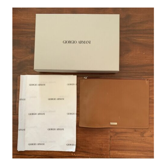 Authentic Giorgio Armani | Orange Leather Document Holder | with Box | 8.5" x 6" image {2}