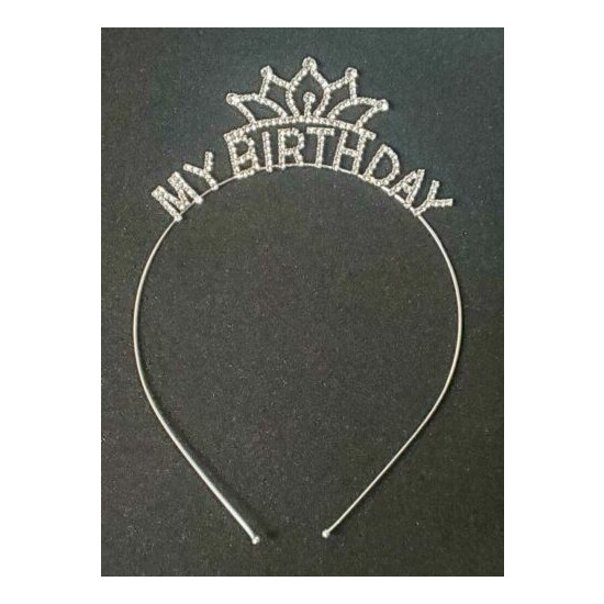 Birthday Girl Headband with Rhinestone "MY BIRTHDAY" One Size Color Silver image {1}