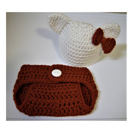 Newborn Baby "Hello Kitty" Hat and Diaper Cover-Hand Crochet-Photo Prop image {2}