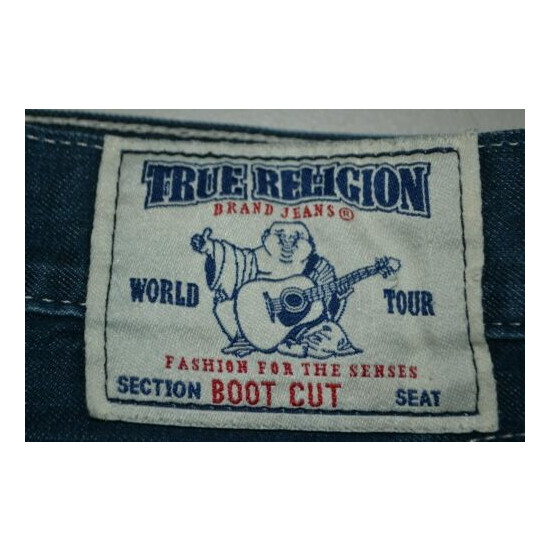 True Religion Men's Bootcut Pocket Flaps Dark Blue Denim Jeans Sz 33x33 image {3}