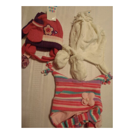OKIE DOKIE Baby Girls Winter Hat Mitten Set 12-24 Month Choice NWT Chin Strap image {3}