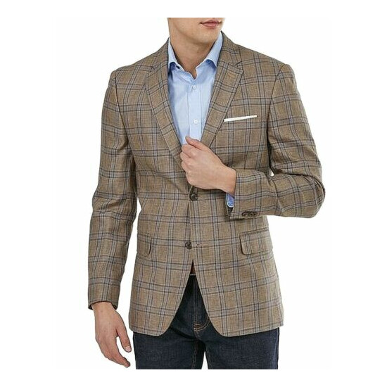 Tommy Hilfiger Mens Suit Separate Brown Size 38 Long Blazer Plaid $295 044 image {1}