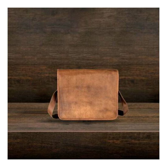 16"Men's Soft Genuine Vintage Leather Satchel Messenger Laptop Bag Free Shipping image {2}