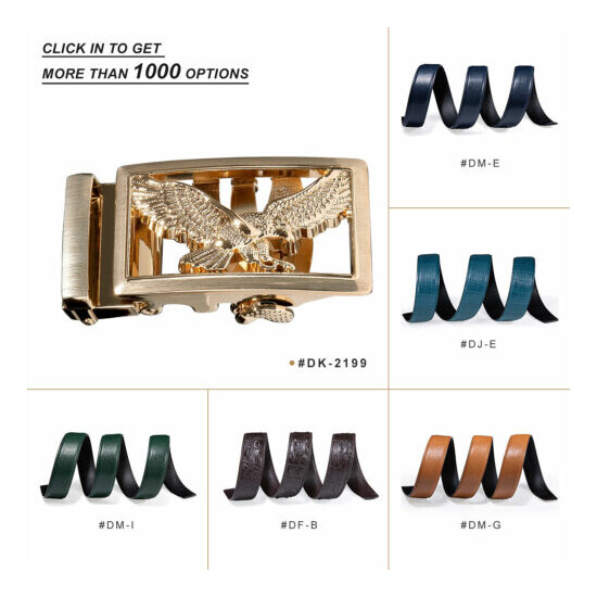 New 9 Colours Mens Leather Belts Ratchet Straps Gold Eagle Automatic Buckle US image {1}