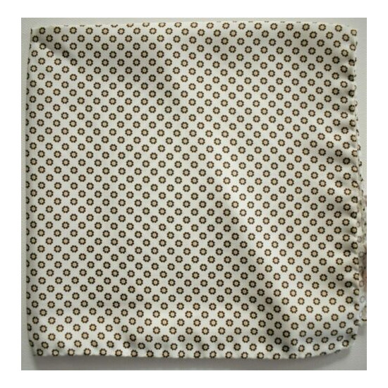 New Auth LUCIANO BARBERA GEOMETRIC FLORAL 100% SILK Pocket Square Handkerchief image {1}