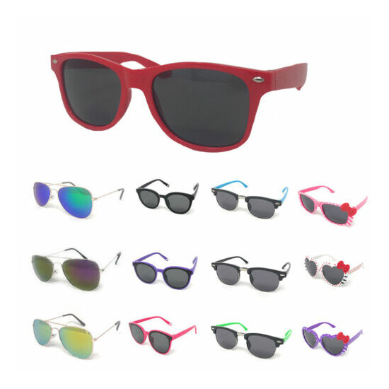 Boys Girls Kids Toddlers Children Sunglasses UV Protection Top Styles w/ Pouch image {4}