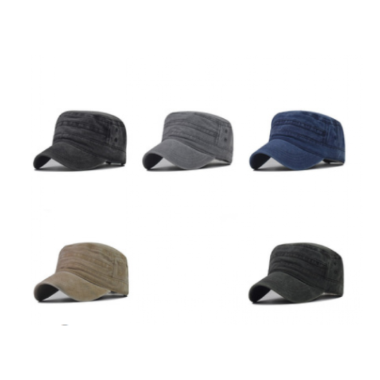 Unisex Military Army Cap Plain Cotton Blend Cadet Combat Hat Adjustable Brief image {1}