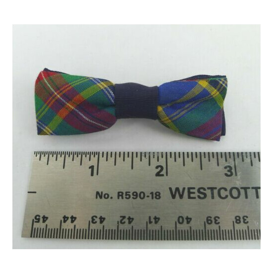 Vintage Toddlers Plaid Bow Tie Multi Color And Navy 3 Inches Wide Evergrip Jr. image {1}