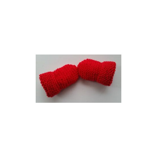 BABY HAND KNITTED MITTENS, RED, ACRYLIC WOOL, 0-3 MONTHS NEW image {1}