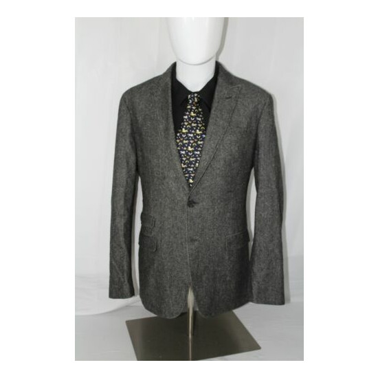 BANANA REPUBLIC 40R Tailored Fit Black Speckled Wool Silk 2B Peak Lapel Blazer image {1}