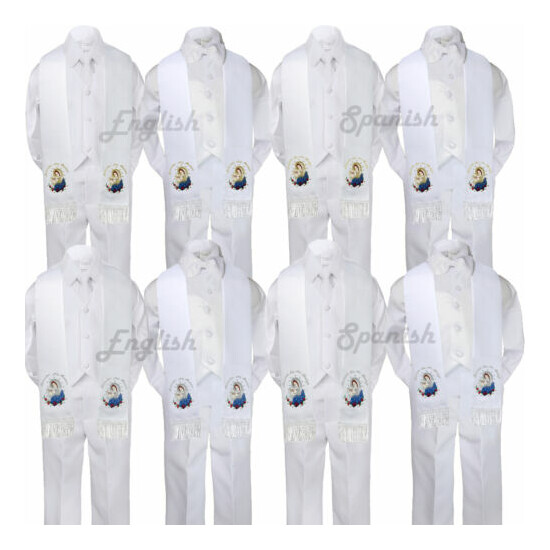 5pc Baby Boy Virgin Mary Pope Stole Christening Neck or Bow Tie Vest Suit Sm-7 image {1}