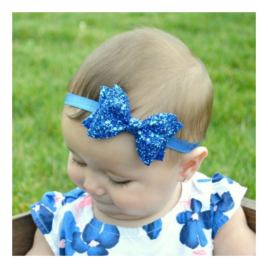 1pc Baby Bow Sparkling Headbands Elastic Multicolor Infant Hairband Baby Party H image {2}