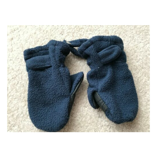One Step Ahead Navy Easy-On Fleece Mittens Size SM VGUC image {1}