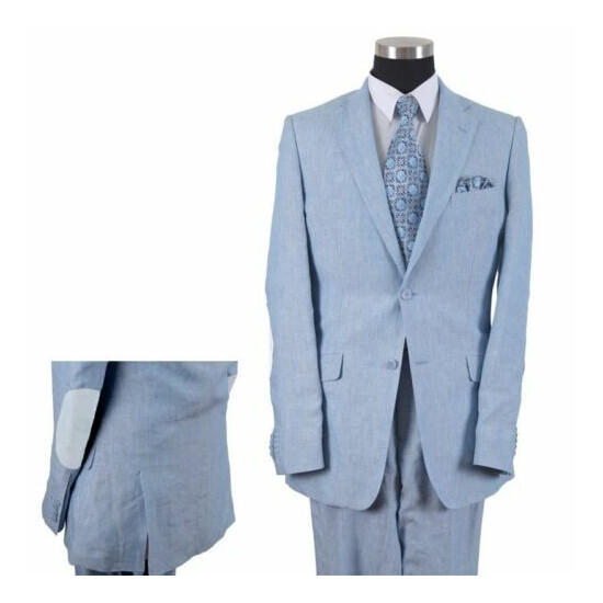 Men's 2 button linen suit with pants white, black, navy, blue L613 Fortino Landi image {6}