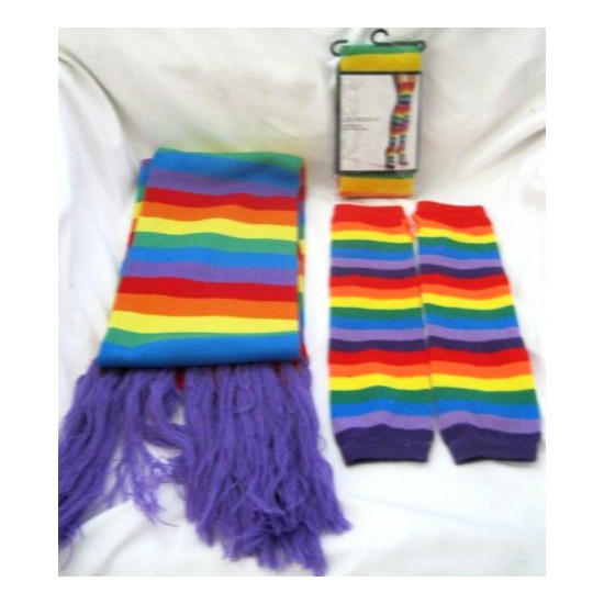 Gay Pride Rainbow Stripes Punk Hippie Scarf,Beanie,Arm Warmers+Fingerless Gloves image {2}