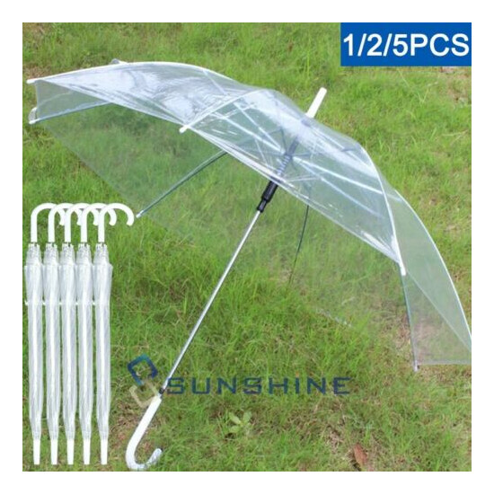 1/2/5PCS Transparent Umbrella Rain Stopper 46" Large Rain Canopy J Hook Handle image {1}