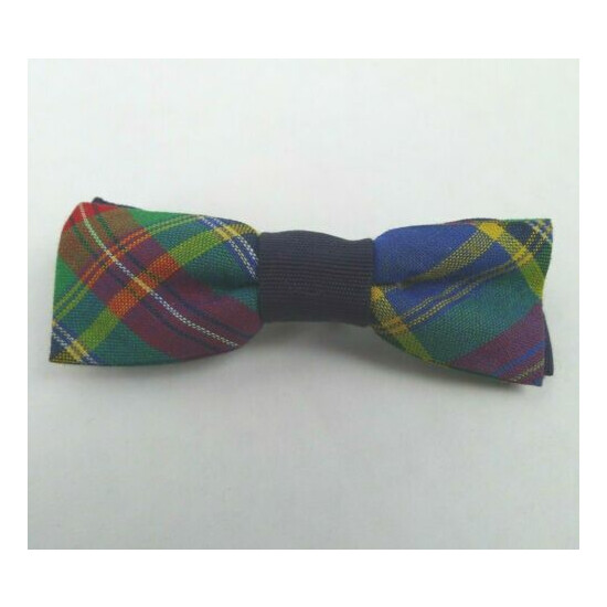 Vintage Toddlers Plaid Bow Tie Multi Color And Navy 3 Inches Wide Evergrip Jr. image {2}