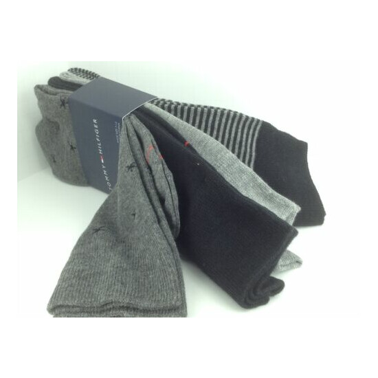Men's TOMMY HILFIGER Gray Black STARFISH 73% COTTON Dress Socks. 4 Pack.$36 MSRP image {1}
