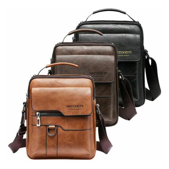 Men Leather Hiking Shoulder Bag Crossbody Bag Business Messenger Bag Handbag image {1}