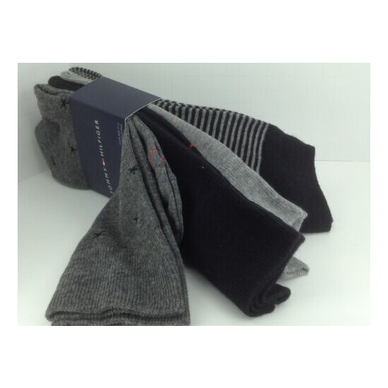 Men's TOMMY HILFIGER Gray Black STARFISH 73% COTTON Dress Socks. 4 Pack.$36 MSRP image {6}