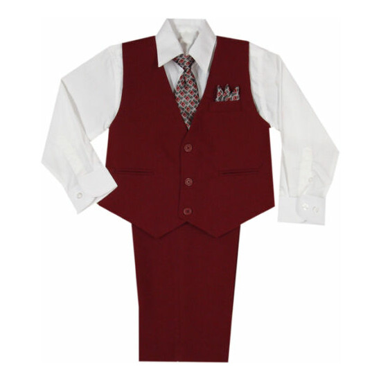 New Baby,Toddler & Boy Easter Formal Party Vest Suit Burgundy 3M 6M-7,8,10,12,14 image {1}