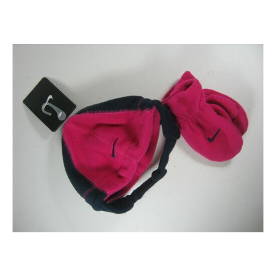 Nike Toddler Girls Fireberry Fleece Beanie Hat & Mittens Set Size 2/4T image {1}