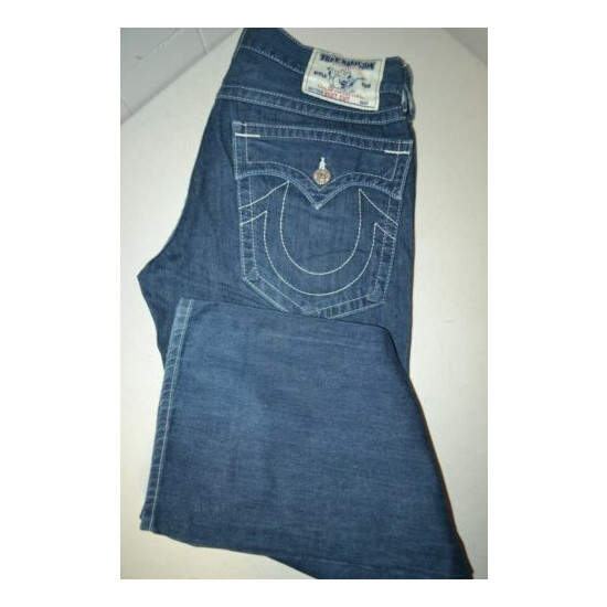True Religion Men's Bootcut Pocket Flaps Dark Blue Denim Jeans Sz 33x33 image {1}