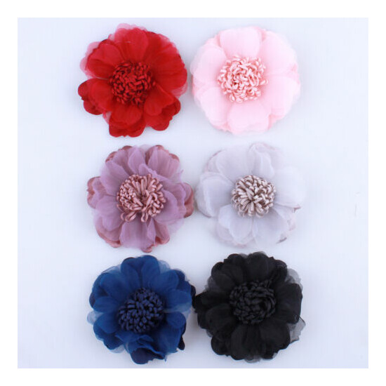 120PCS 9CM New Tulle Silk Flower With Tissue Stamen For Wedding image {1}