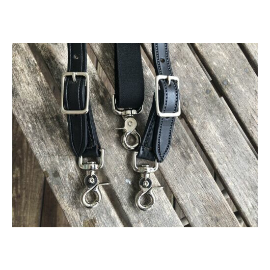 Men’s Amish Made Leather SUSPENDERS SECONDS-patchy dye XL Black Barbed Wire image {3}