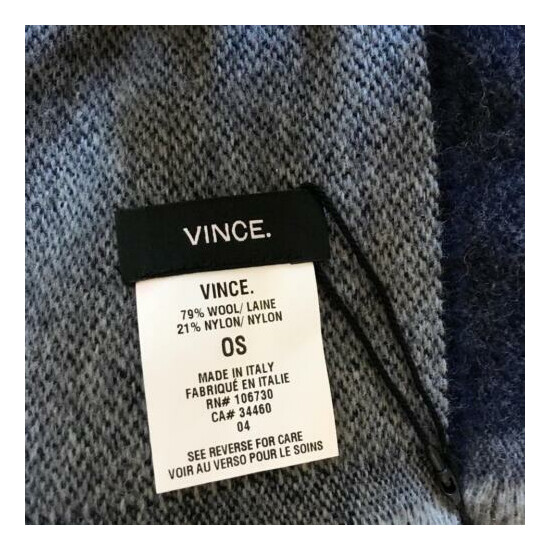 NWT Vince Men blue degrade ombre wool scarf- Made in Italy image {6}