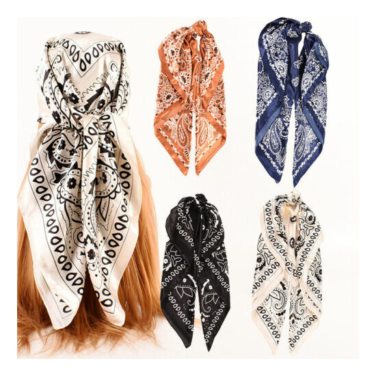 Square Silk Scarves Women 90*90cm Hijab Scarf Muslim Chiffon Shawls Hair Wrap US image {5}