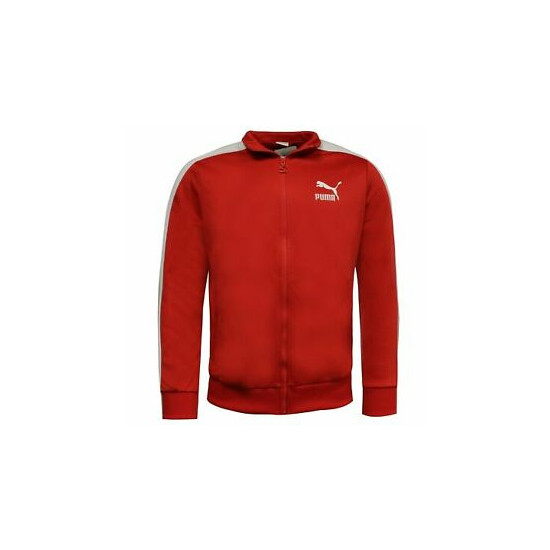 Puma Archive T7 Mens Track Jacket Zip Up Jumper Top Red 572658 82 P1E image {1}